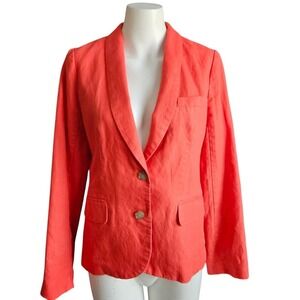 J. Crew Womens‎ Coral Linen Blend Blazer Sz 2